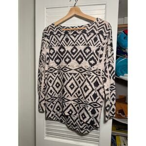 Ginger G Lightweight Brown and Tan Print Sweater, Small